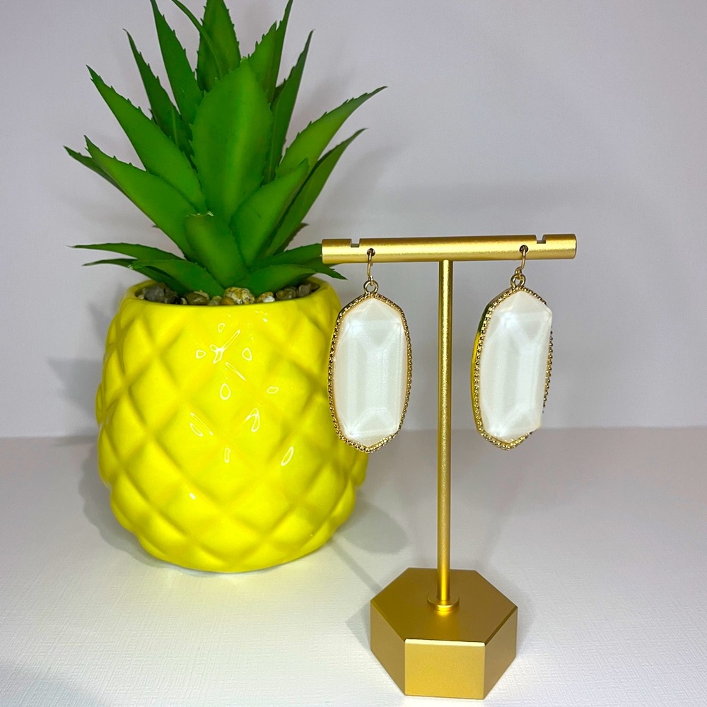 NEW gold and white stone earrings